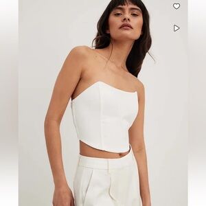 Na-kd Smock Back Corset Top white